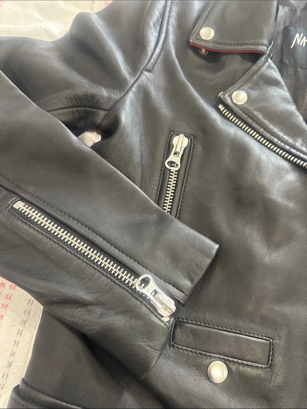 Nasty Gal Black 💯 Leather Moto Jacket with Silver Hardware - Picture 7 of 9